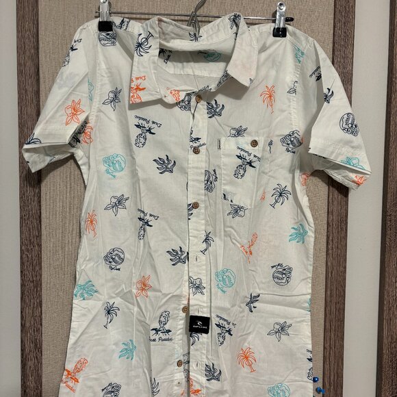 NEW WITH TAGS RIP CURL PARADISE BOYS SHORT SLEEVE SHIRT WHITE SIZE 16 - Picture 1 of 3